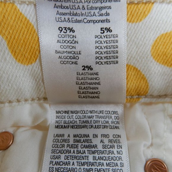 MOTHER The Curbside Heel Fray JEANS Size 25 Marigold Yellow Floral Leopard Denim - Picture 14 of 15